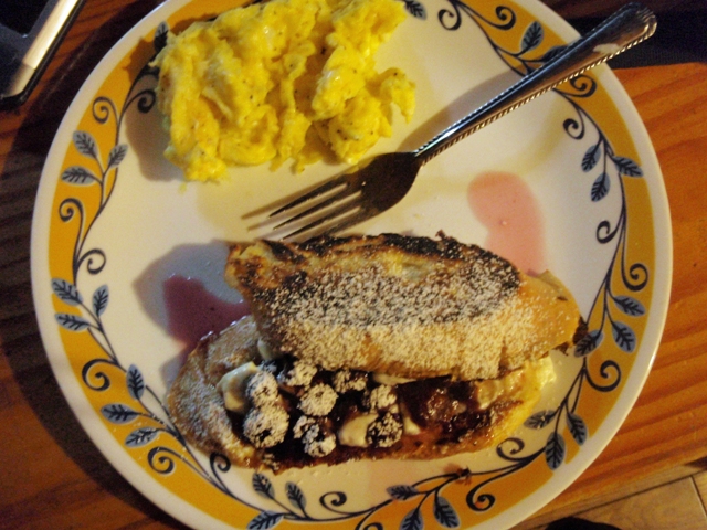 Breakfast Blueberry Stuffed French Toast w/eggs