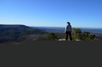 Lisa taking in Sunset Point.