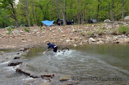 04-07-12_5628 Bike and biker take a bath in Lee Creek.