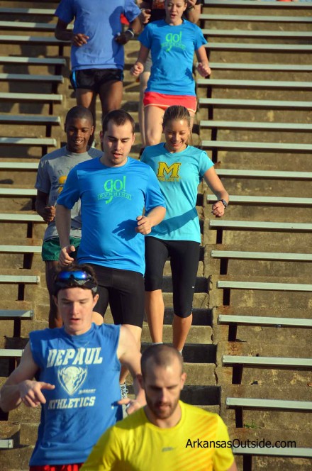 Stadium Runners coming down the stairs.