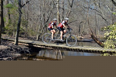 The lone tandem in the race, they were smiling every time I saw them.