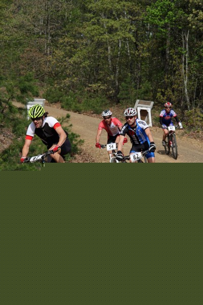 The lead group makes it way past the first aid station.