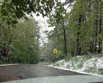 Snow.....nice touch by the race directors.