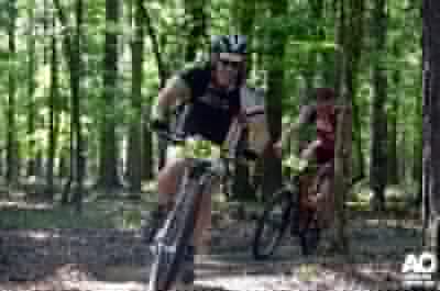 Bob and James cranking it out near the end of a lap.