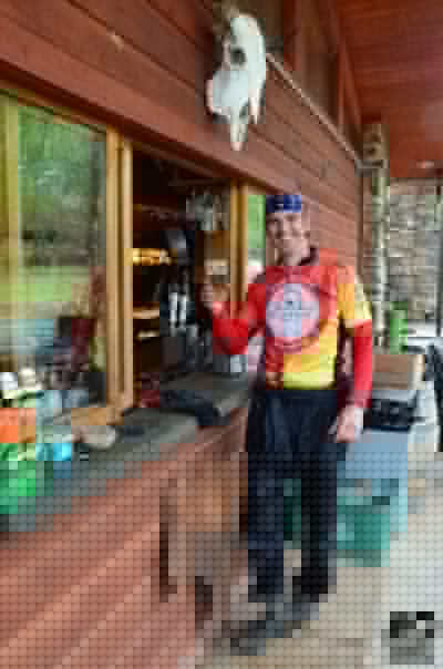 Our host, Wayne, shows us why he put a window in the bar.