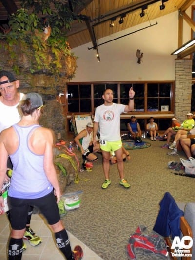 Describing the height that ones running partner needs to be to protect yourself from lightning.