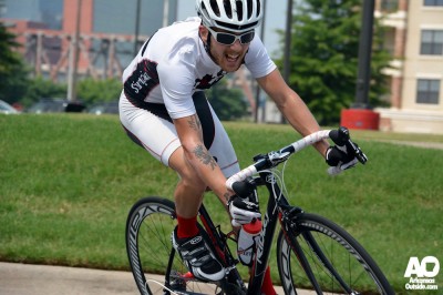 Barrett Richardson heads into a fast turn.