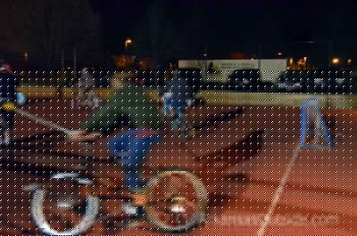Night bike polo at MacArthur Park, Little Rock.