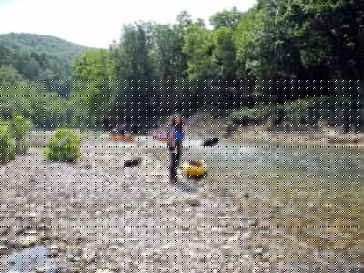 Getting situated after getting caught on the wrong side of the river.