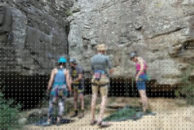 Busy climbers at Cotton Candy and Summer Rain.