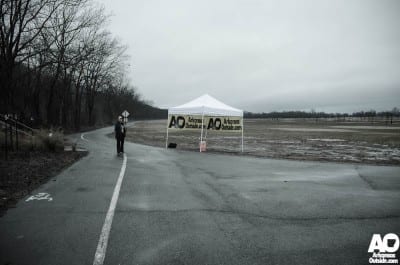 Setting up for the party aid station at mile 22.5.