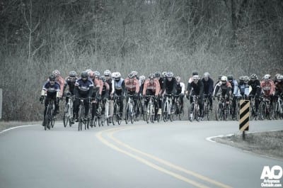 The first group coming down Walkers Corner Road.