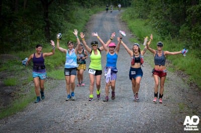 A happy group of women, early into the 50K