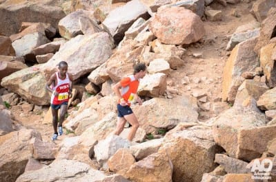 The leaders coming up the mountain.
