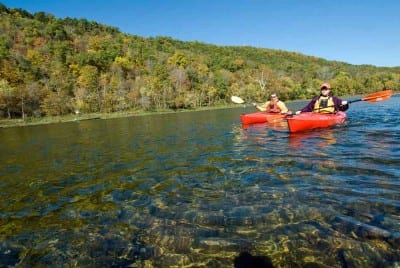Kayaking the crystal clear White River near the campground.