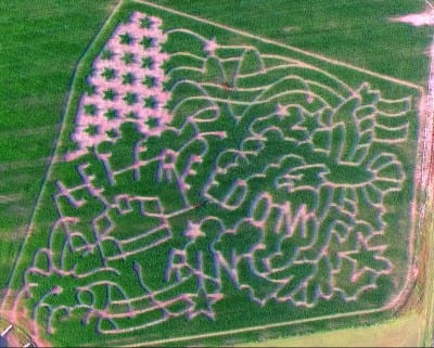 Aerial of Corn Maze at Lollie.