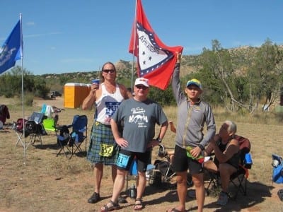 Victory Dance at the Arkansas Flag, Photo Credit: Alex Wan