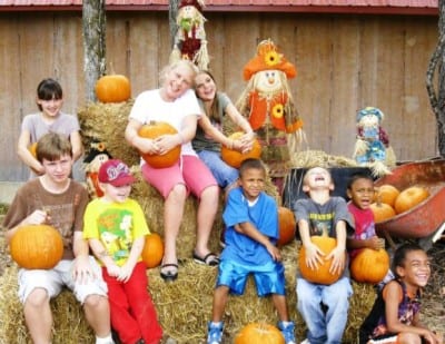 Playing at the barn.