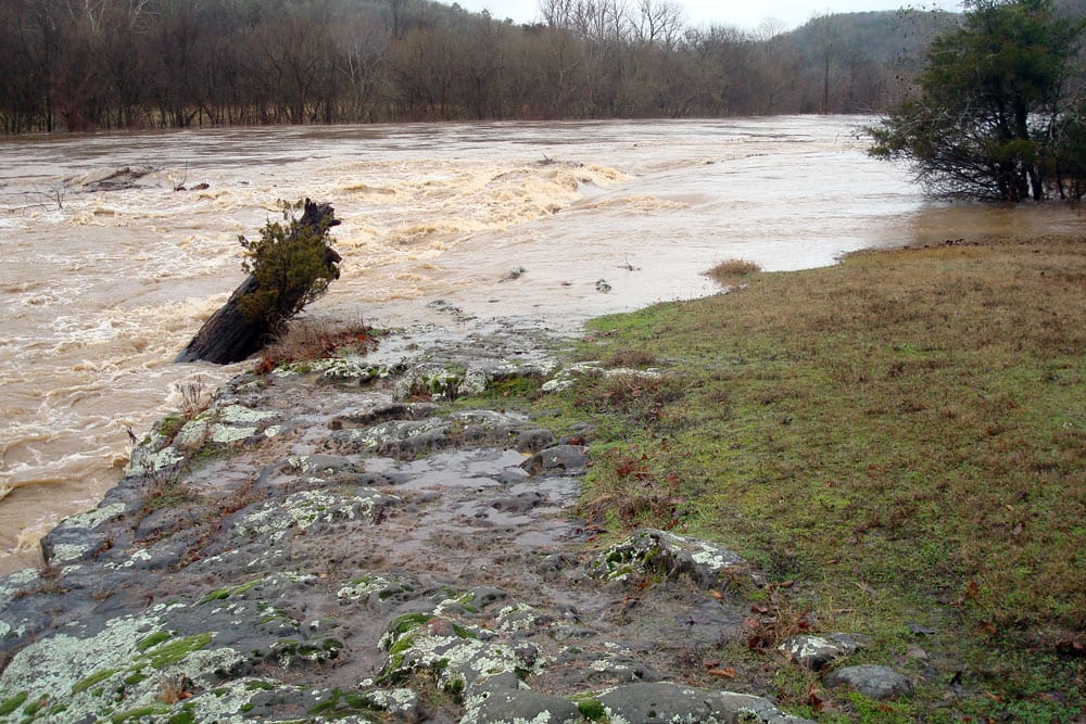 Buffalo River at Skull Rock near the Buffalo Point Campground at about 11 am yesterday. (NPS photo)