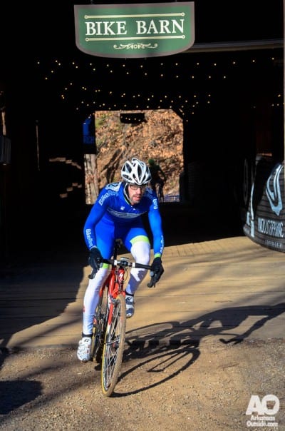 Exiting the Bike Barn.