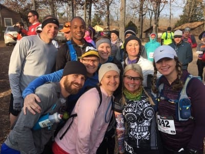 Our group of Sunday running club members plus our in house photographer, Joe, were ready for the day.