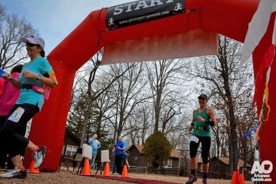 Crossing the finish line.