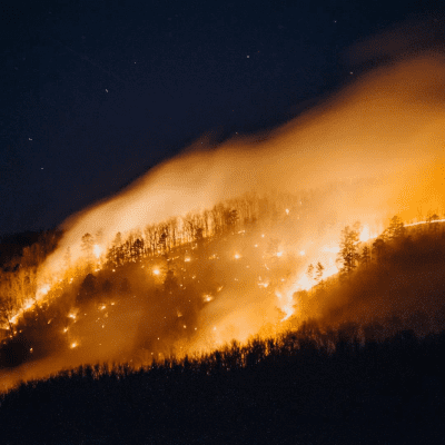 Nighttime fire near Boxley Valley. (Photo Buffalo Outdoor Center)