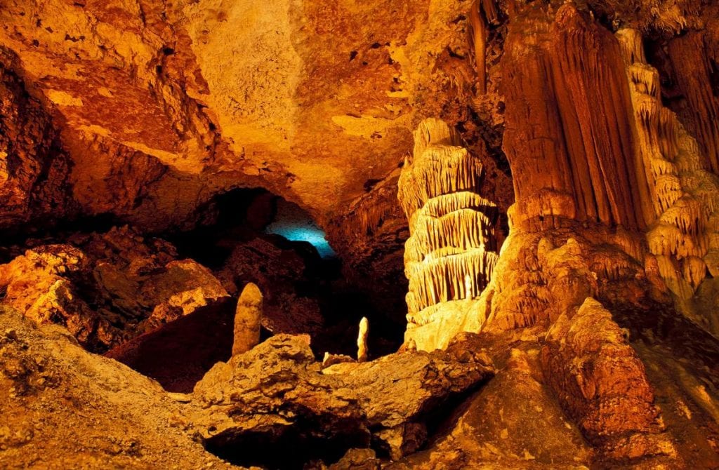 Light shines on the rock formations in Arkansas's Blanchard Springs Caverns. PHOTOGRAPH BY CHRISTIAN HEEB, LAIF/REDUX