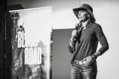Rebecca Rusch at the Blood Road Screening at O.C. Tanner Amphitheater in Virgin, UT, USA on 26 October, 2017.