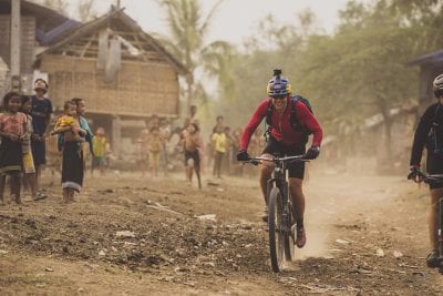 Rebecca Rusch rides along the Ho Chi Minh Trail for the feature film project 'Blood Road' in Vietnam, Laos, and Cambodia in March, 2015.