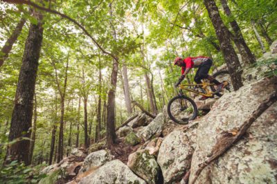 Riding the rugged Pinnacle Mountain State Park.