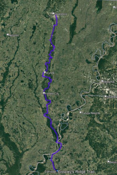 The Crowley's Ridge Trail, Jonesboro to Clarksdale
