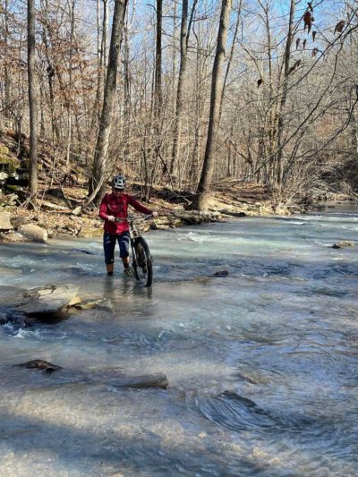 Most of the creek crossing could be ridden across but there were a few... photo courtesy of Kelly Newberg