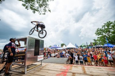 Jack Carthy, attempting the “highest bicycle forward step up.”