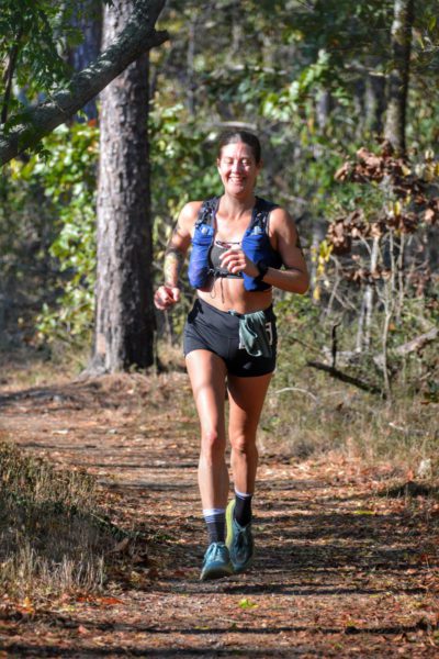 Megan Lewis of Little Rock, first female finisher, 2 hours and 48 minutes.