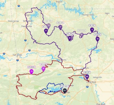 "Watching the Dots" Arkansas High Country Race Map.