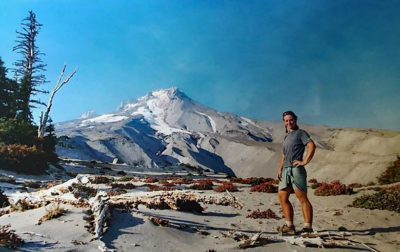 Arlette Laan poses on the Pacific Crest Trail in 2003. This was the first national scenic trail she completed. Photo courtesy of Arlette Laan