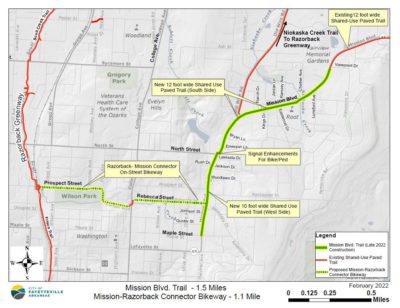 Fayetteville to celebrate the completion of Mission-Razorback Connector