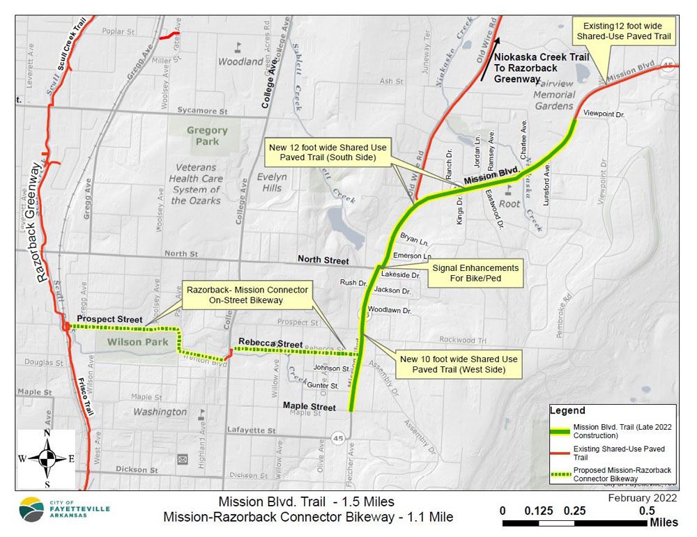 Fayetteville to celebrate the completion of Mission-Razorback Connector