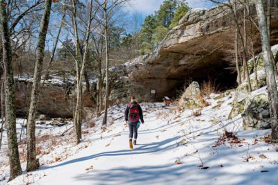Hiking at Petit Jean State Park.