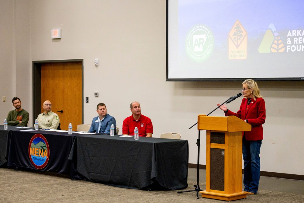 Stacy Hurst addresses the audience.