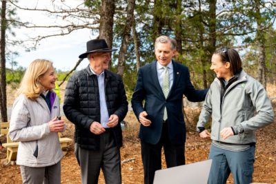 Sec. Stacy Hurst, Gov Asa Hutchison, Rep. French Hill, and Jennifer Barnhouse of the Nature Conservancy.