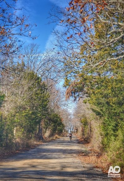 Riding three-lined farm roads.