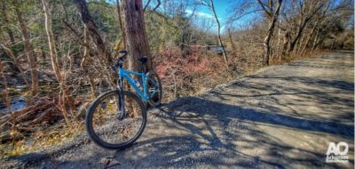 Riding along Little Creek.