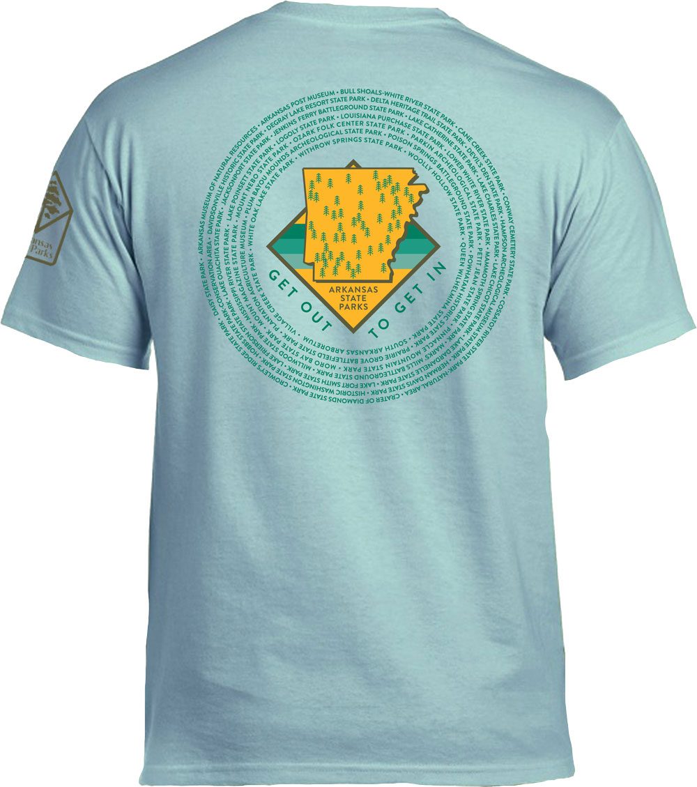Visit all 52 Arkansas State Parks to receive this t-shirt.
