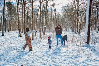 A family enjoying being out in the winter.