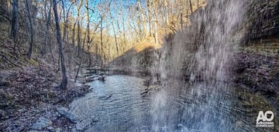 The view from behind Bridal Veil Falls.