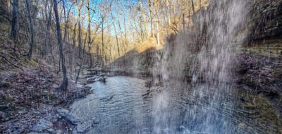 The view from behind Bridal Veil Falls.