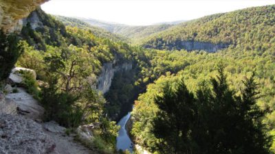 Buffalo National River, stretching 135 miles from Boxley to the White River, meanders through rugged and remote wilderness areas.