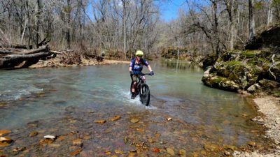 Crossing Lee Creek.
